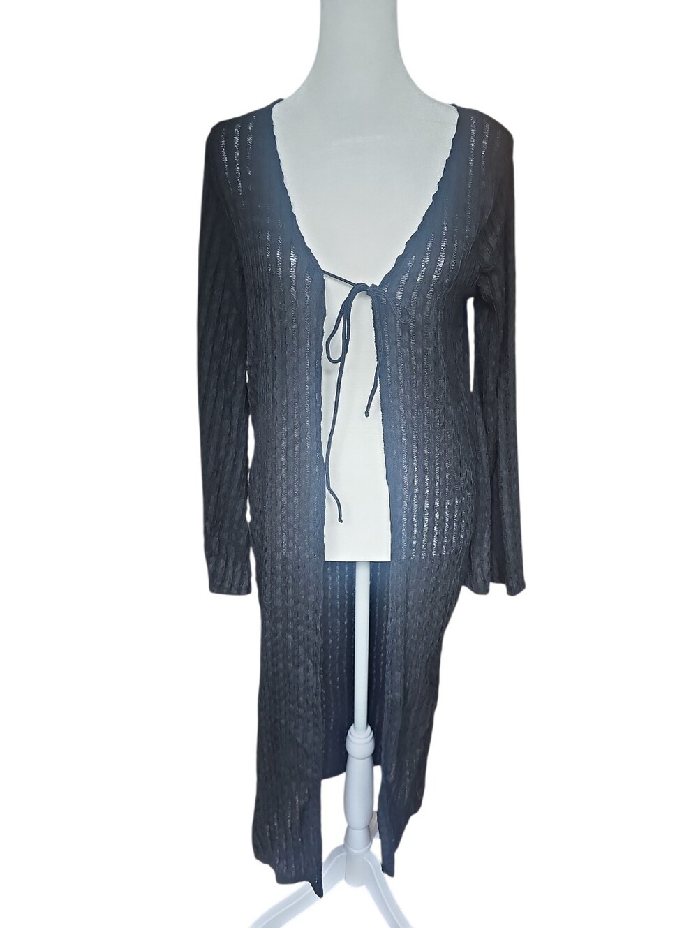 Attirance Y2K Whimsygoth Grunge Festival Front Tie Long Duster Medium